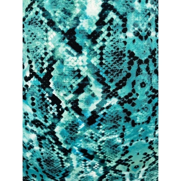 Liz Claiborne Skirt size 6 Teal Black Faux Snake Skin Pencil Stretch Knee Career - Picture 5 of 10
